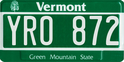 VT license plate YRO872