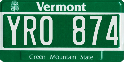 VT license plate YRO874