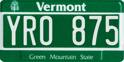 VT license plate YRO875