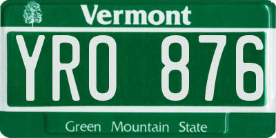 VT license plate YRO876