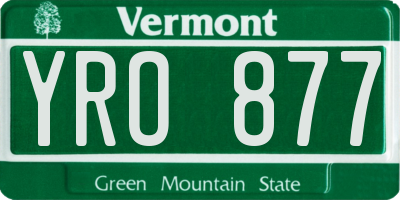 VT license plate YRO877