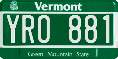 VT license plate YRO881