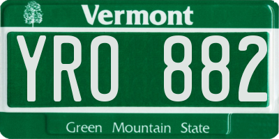 VT license plate YRO882