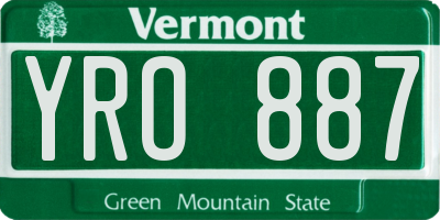 VT license plate YRO887