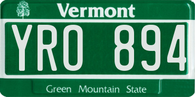 VT license plate YRO894
