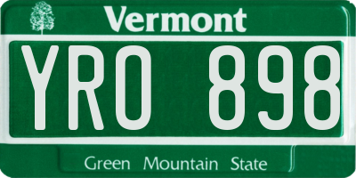 VT license plate YRO898