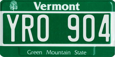 VT license plate YRO904