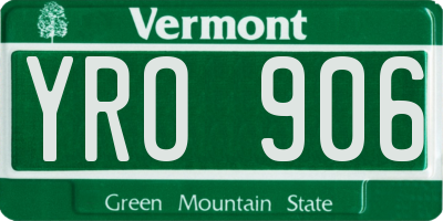 VT license plate YRO906