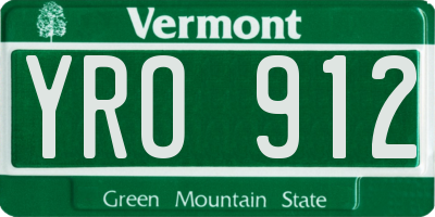 VT license plate YRO912