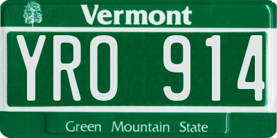 VT license plate YRO914