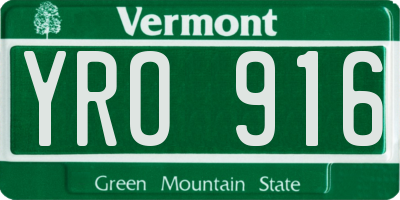 VT license plate YRO916