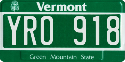 VT license plate YRO918