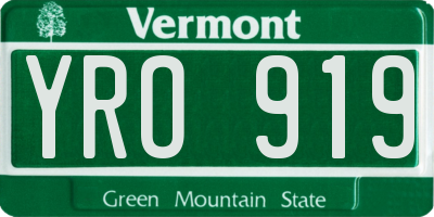 VT license plate YRO919