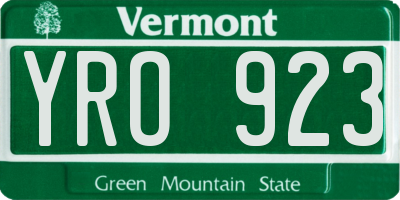 VT license plate YRO923