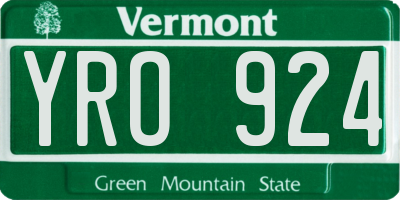 VT license plate YRO924