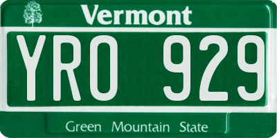 VT license plate YRO929