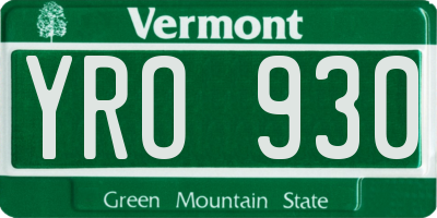 VT license plate YRO930