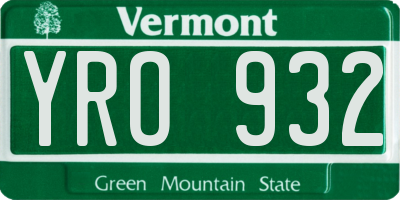 VT license plate YRO932