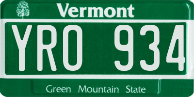 VT license plate YRO934
