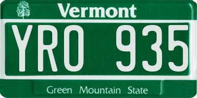 VT license plate YRO935