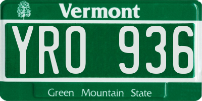 VT license plate YRO936