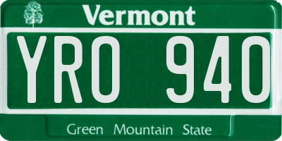 VT license plate YRO940