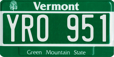 VT license plate YRO951