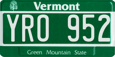 VT license plate YRO952