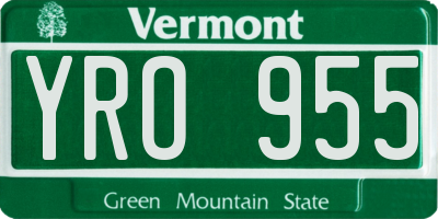 VT license plate YRO955