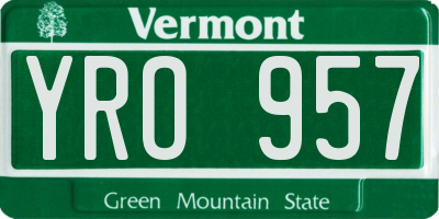 VT license plate YRO957