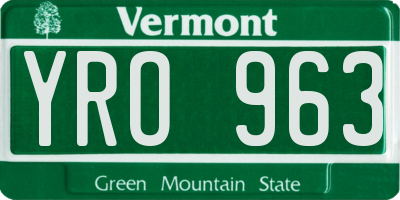 VT license plate YRO963