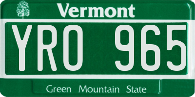 VT license plate YRO965