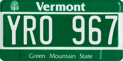 VT license plate YRO967