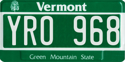 VT license plate YRO968