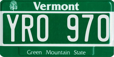 VT license plate YRO970