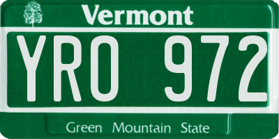 VT license plate YRO972
