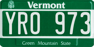 VT license plate YRO973