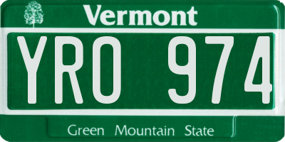 VT license plate YRO974