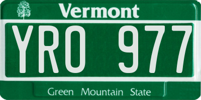 VT license plate YRO977