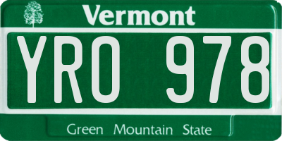 VT license plate YRO978