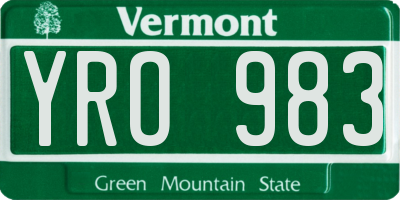 VT license plate YRO983