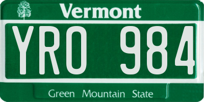 VT license plate YRO984