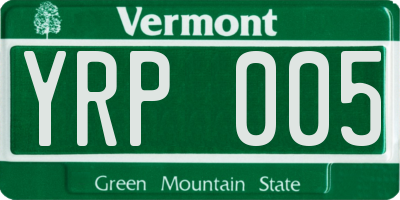VT license plate YRP005