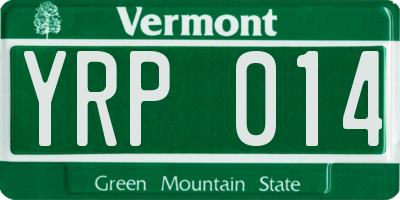 VT license plate YRP014