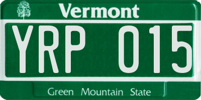 VT license plate YRP015