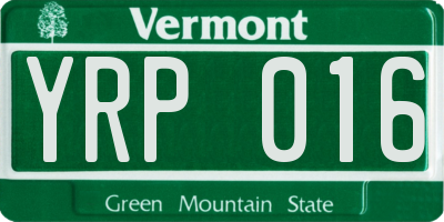 VT license plate YRP016