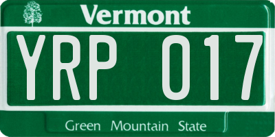 VT license plate YRP017