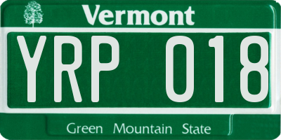 VT license plate YRP018