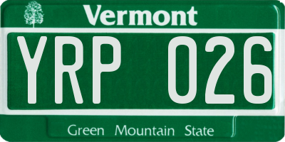 VT license plate YRP026