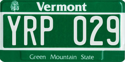 VT license plate YRP029